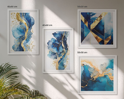 Mur de tableaux Motifs abstraits bleus