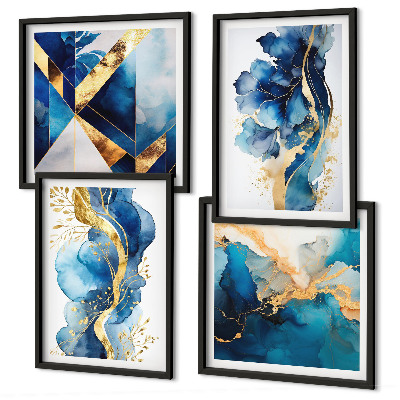 Mur de tableaux Motifs abstraits bleus