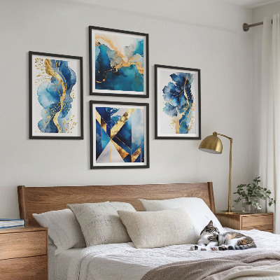 Mur de tableaux Motifs abstraits bleus