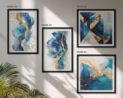 Mur de tableaux Motifs abstraits bleus