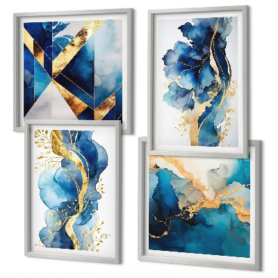 Mur de tableaux Motifs abstraits bleus