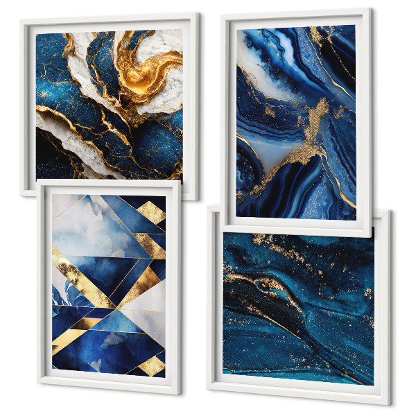 Ensemble de 4 tableaux Motifs abstraits élégants