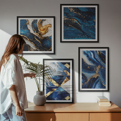 Ensemble de 4 tableaux Motifs abstraits élégants