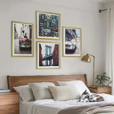 Ensemble de 4 tableaux voitures anciennes style rétro brooklyn audio