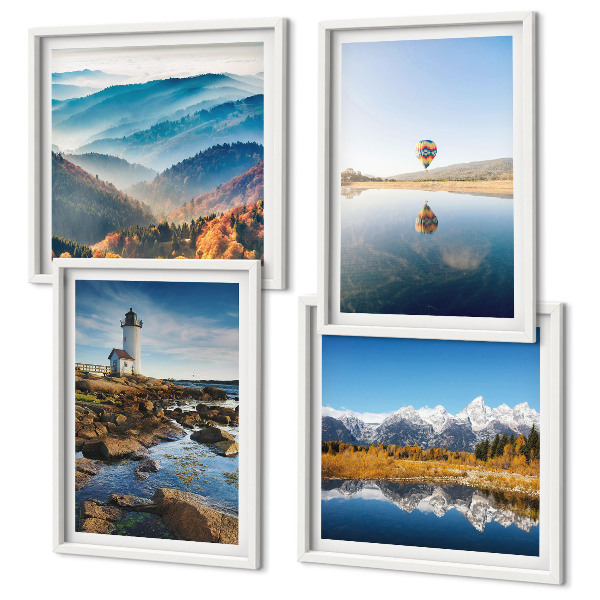 Mur de tableaux Vues sur la nature, phare, montagnes