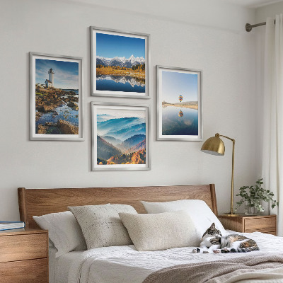 Mur de tableaux Vues sur la nature, phare, montagnes