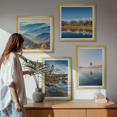 Mur de tableaux Vues sur la nature, phare, montagnes