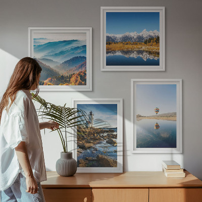 Mur de tableaux Vues sur la nature, phare, montagnes