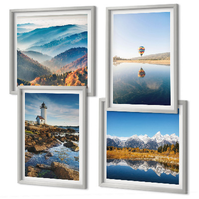 Mur de tableaux Vues sur la nature, phare, montagnes