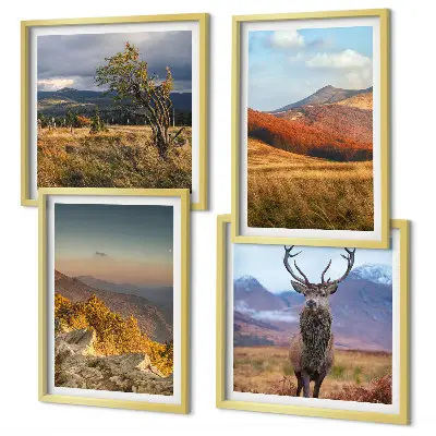 Mur de tableaux paysages de montagne et herbe à cerfs