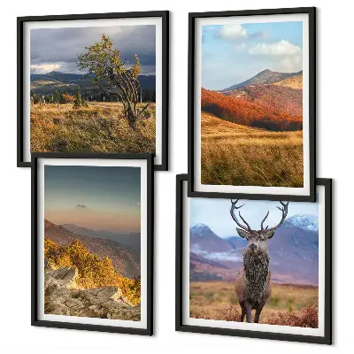 Mur de tableaux paysages de montagne et herbe à cerfs