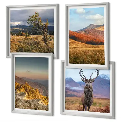 Mur de tableaux paysages de montagne et herbe à cerfs