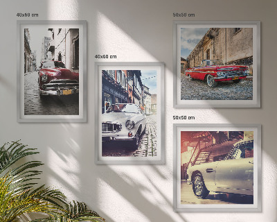 Ensemble de 4 tableaux Voitures classiques en ville