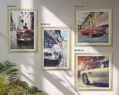 Ensemble de 4 tableaux Voitures classiques en ville