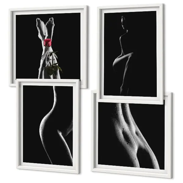 Formes féminines en noir et blanc polyptyque de 2 cadres