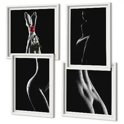 Formes féminines en noir et blanc polyptyque de 2 cadres