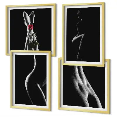 Formes féminines en noir et blanc polyptyque de 2 cadres