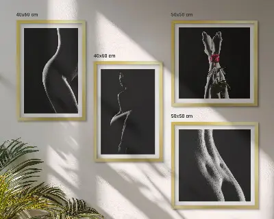 Formes féminines en noir et blanc polyptyque de 2 cadres