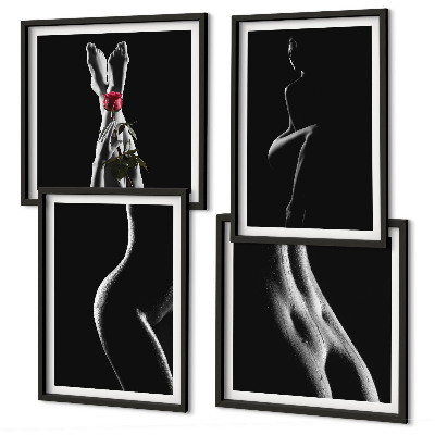 Polyptyque z cadres Formes féminines en noir et blanc