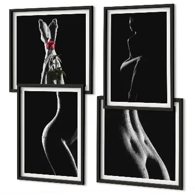Formes féminines en noir et blanc polyptyque de 2 cadres