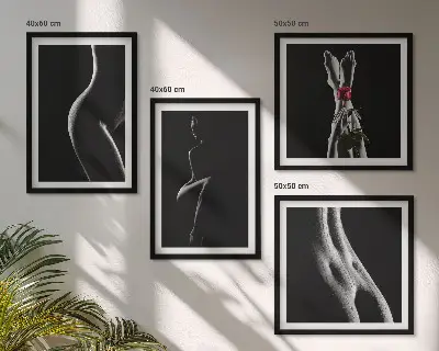 Formes féminines en noir et blanc polyptyque de 2 cadres