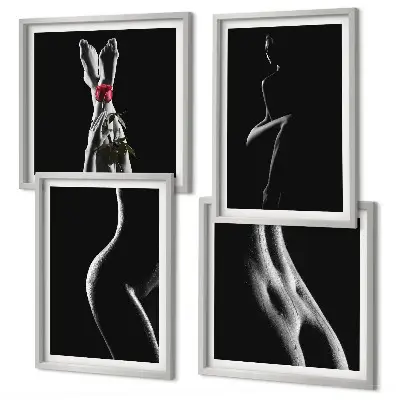 Formes féminines en noir et blanc polyptyque de 2 cadres