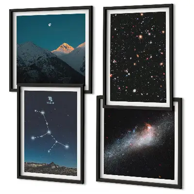 Ensemble de 4 tableaux représentant l'univers de la galaxie de la Vierge