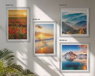 Polyptyque de deux cadres paysages de montagnes et de mers de l'ouest