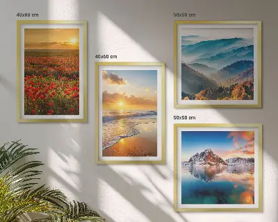 Polyptyque de deux cadres paysages de montagnes et de mers de l'ouest