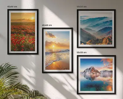 Polyptyque de deux cadres paysages de montagnes et de mers de l'ouest