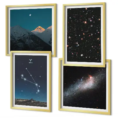 Paysages cosmiques des galaxies ensemble de 4 tableaux