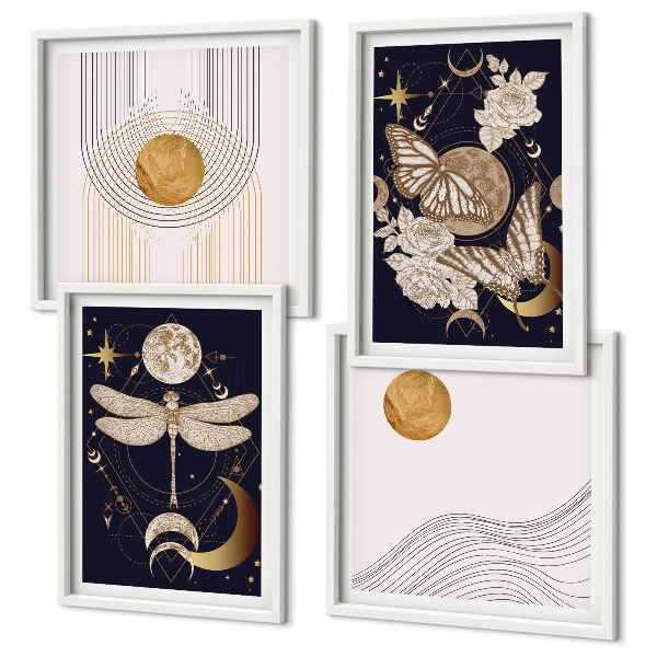 Polyptyque z cadres Motifs naturels avec la lune