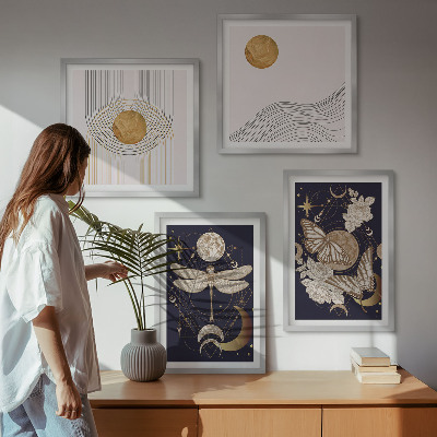 Polyptyque z cadres Motifs naturels avec la lune
