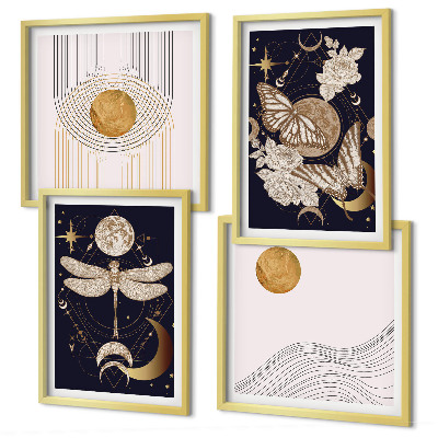 Polyptyque z cadres Motifs naturels avec la lune