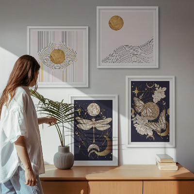 Polyptyque z cadres Motifs naturels avec la lune
