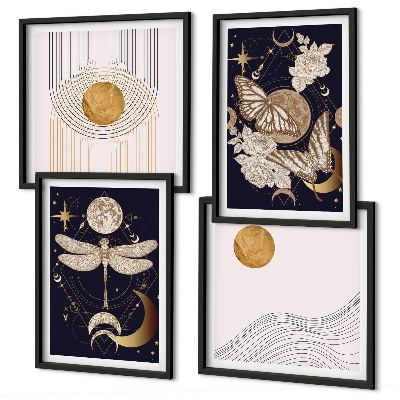 Polyptyque z cadres Motifs naturels avec la lune