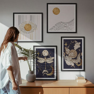 Polyptyque z cadres Motifs naturels avec la lune