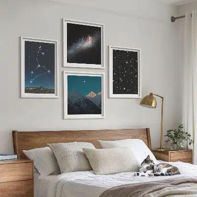 Galaxie du Lion et espace ensemble de 4 tableaux