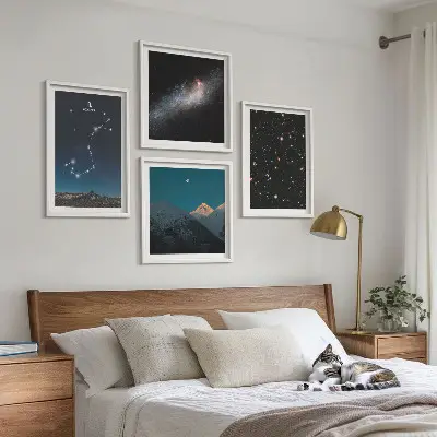 Mur de tableaux paysages spatiaux de galaxies