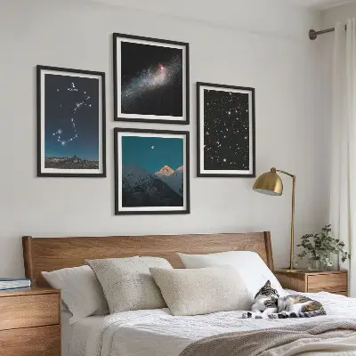 Mur de tableaux paysages spatiaux de galaxies