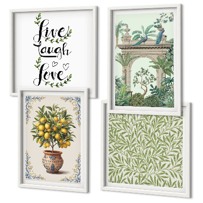 Ensemble de 4 tableaux Plantes exotiques à feuilles vertes