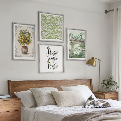 Ensemble de 4 tableaux Plantes exotiques à feuilles vertes