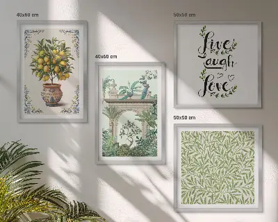 Plantes exotiques à feuilles vertes ensemble de 4 tableaux