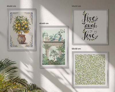 Ensemble de 4 tableaux Plantes exotiques à feuilles vertes