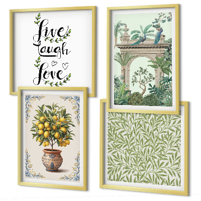 Ensemble de 4 tableaux Plantes exotiques à feuilles vertes