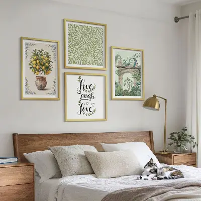 Plantes exotiques à feuilles vertes ensemble de 4 tableaux