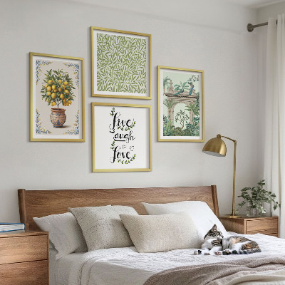 Ensemble de 4 tableaux Plantes exotiques à feuilles vertes