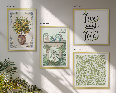 Ensemble de 4 tableaux Plantes exotiques à feuilles vertes