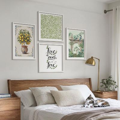 Ensemble de 4 tableaux Plantes exotiques à feuilles vertes