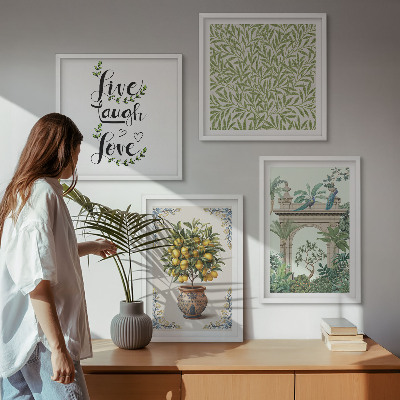 Ensemble de 4 tableaux Plantes exotiques à feuilles vertes